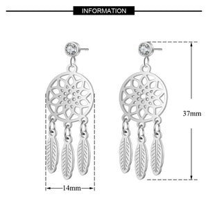 Vni and Mia 100% Stainless Steel Boho Lotus Dream Catcher Earring For Women Wholesale Fashion Bohemia Jewelry Dropshipping