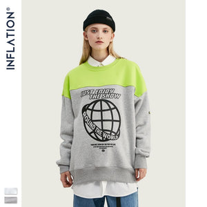 INFLATION 2020 FW Men Sweatshirt Fashion Hip Hop Male Sweatshirt With Earth Print Oversized Thick Fleece Couple Sweatshirt 9639W