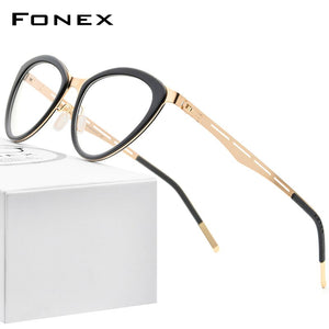 FONEX Acetate Glasses Frame Women Myopia Prescription Cat Eye Eyeglasses 2020 New Optical Brand Designer Screwless Eyewear F1008