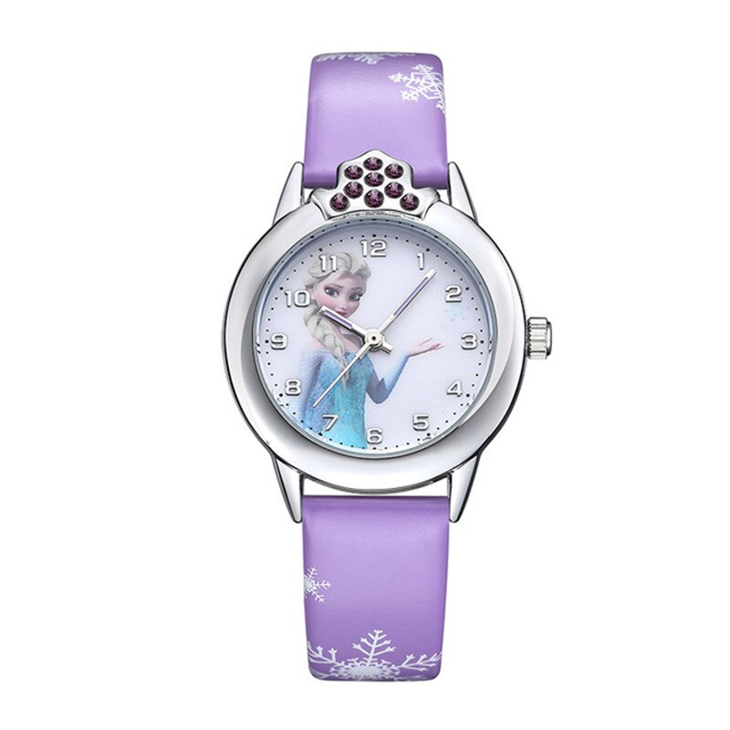 Disney Frozen 2 Princess Pattern Children toy Luminous watch Crystal Cartoon Leather Quartz Wristwatch for Girls Kids Toy Gift