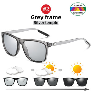 VIVIBEE-lunettes de soleil polarisées | Cadre photochromique, carré classique, caméléon Glaases de Transition, lunettes de soleil à changement de couleur pour hommes