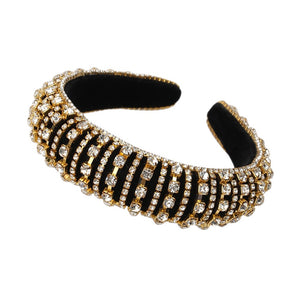 CN Baroque Full Crystal Hair Bands For Women Luxury Padded Diamond Headband Hair Hoop Christmas Gifts Christmas Hair Accessories