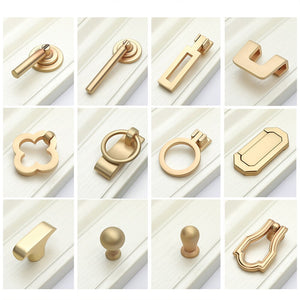 KAK European Style Vintage Gold Cabinet Pulls Solid Zinc Alloy Kitchen Cupboard Handle Drawer Knobs Furniture Handle Hardware