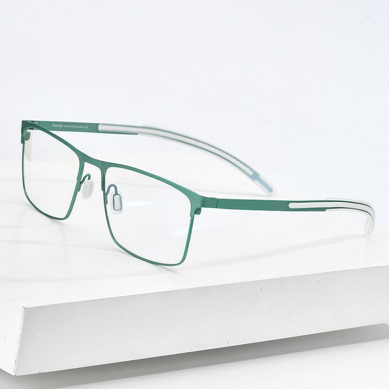 FONEX Pure Titanium Glasses Frame Men Square Myopia Optical Prescription Eyeglass Frame Man 2020 New Silicone Eyewear 8553