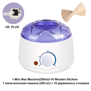 Electric Hair Removal Wax-melt Machine Heater Wax Beans 10pcs Wood Stickers Hair Removal Sets Waxing Kit cera depilatori