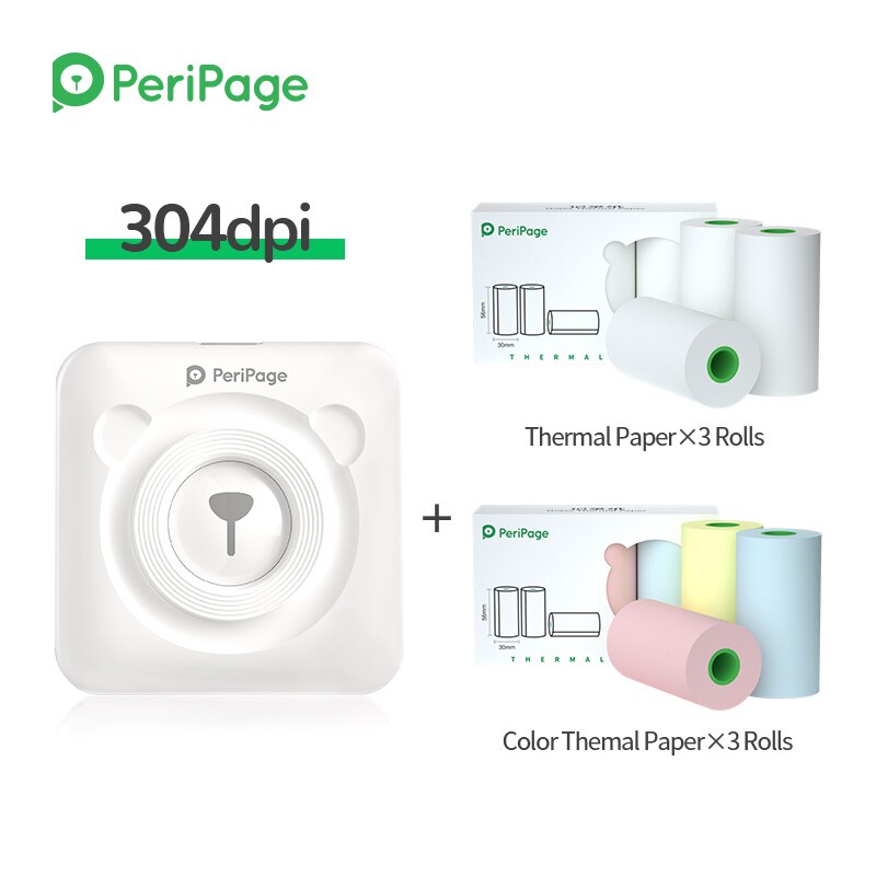 PeriPage Portable Thermal Bluetooth Printer 304dpi Thermal Picture Photo label Mini Printer for Android IOS Mobile Phone