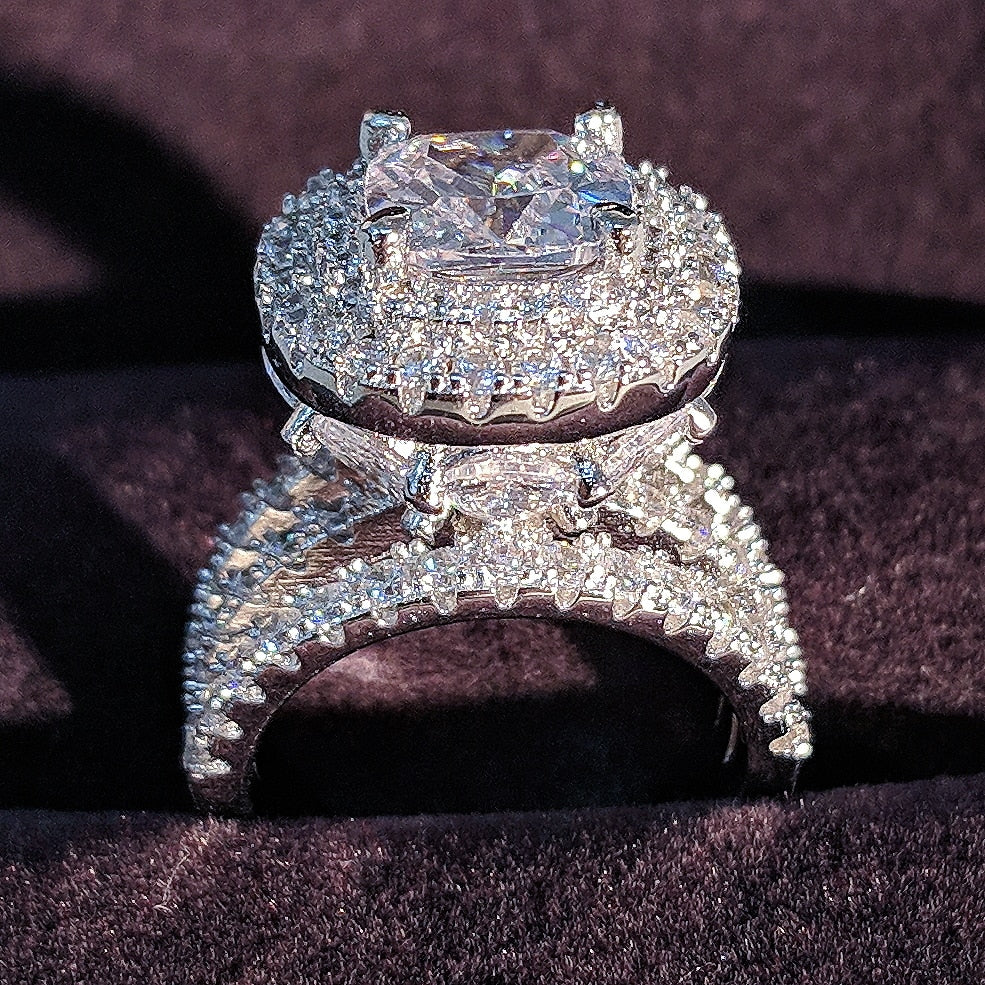 trendy luxury big 925 sterling silver engagement Ring for Women and ladys christmas gifts with cushion zirconia wedding R4898