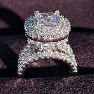 trendy luxury big 925 sterling silver engagement Ring for Women and ladys christmas gifts with cushion zirconia wedding R4898