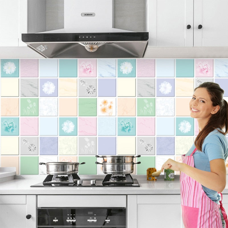 Kitchen Stickers Oil-proof Waterproof Vinyl Self-Adhesive Stove Cabinet Foil Marble Wallpaper DIY Bathroom Wall Sticker Decor