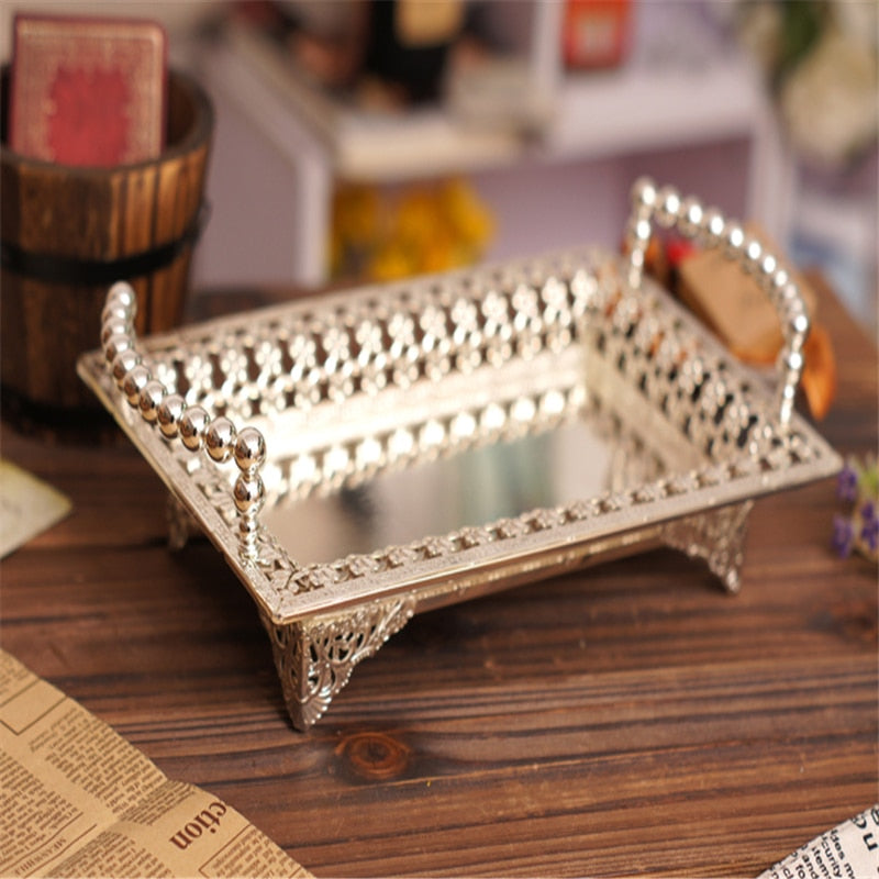Elegant Pearl Decoration Plate Dessert Plate Fruit Cake cake Rack Fruit Plate Tray Decoration Wedding Party Plate