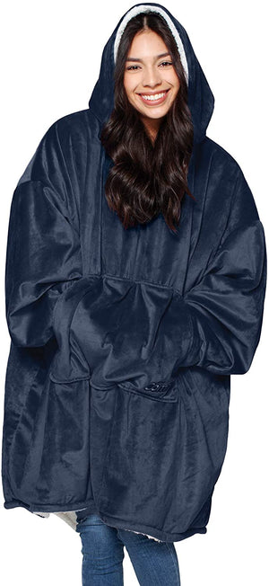 Winter Thick Comfy TV Blanket Sweatshirt Solid Warm Hooded Blanket Adults and Children Fleece Weighted Blankets for Beds Travel