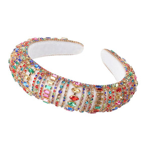 CN Baroque Full Crystal Hair Bands For Women Luxury Padded Diamond Headband Hair Hoop Christmas Gifts Christmas Hair Accessories