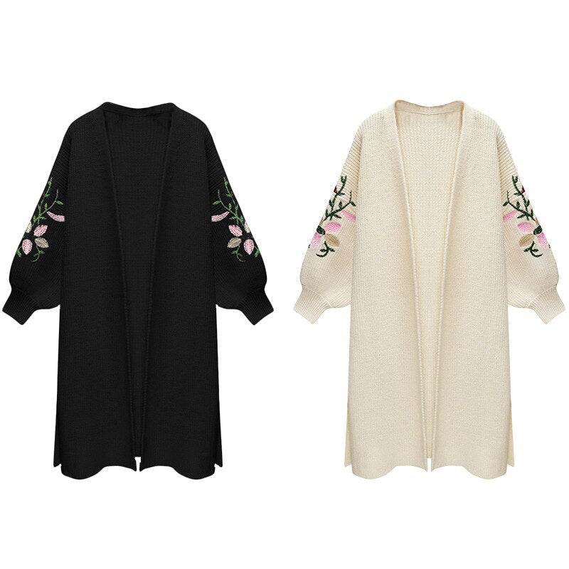 2020 New Style for Autumn and Winter Women's Knitted Cardigan Women's Loose Long Embroidered Sweater Women sweaters
