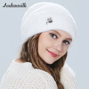 Joshuasilk winter woman hat Faux fur and angora rabbits Soft and delicate Pendant decoration fashion For Girls