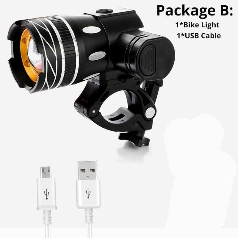 2400Mah LED Bicycle Light 2000 Lumen 3 Modes Bike Light USB Charge Aluminum Alloy Cycling Light Waterproof Bike Accessory