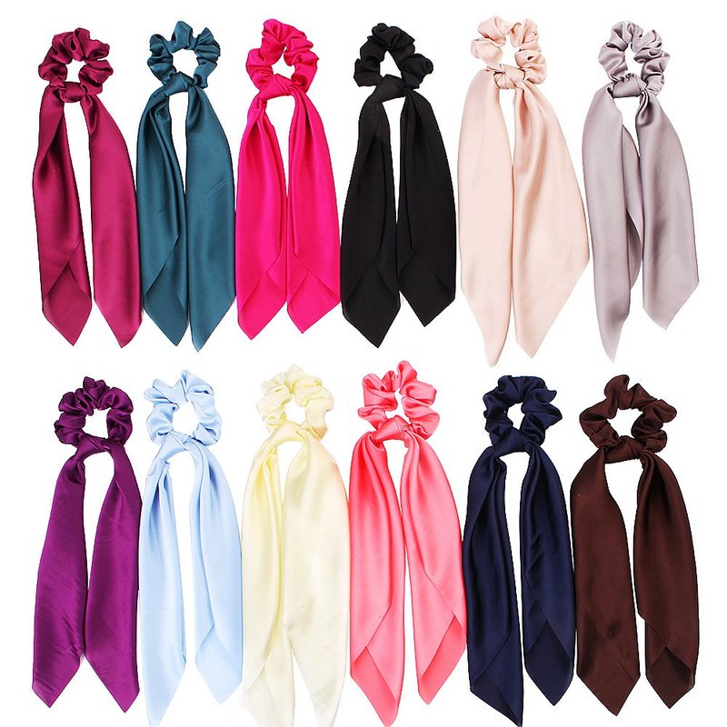Floral Satin Scrunchies Women Elastic Hair Bands Ties Scarf Woman Scrunchy Hairbands Turban Head Wrap Hair Accessories Headwear
