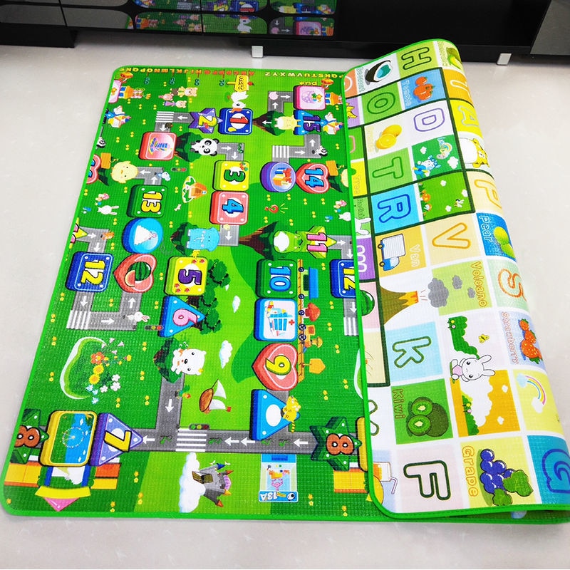 Tapis de jeu rampant bébé 1.5*1.8 mètre tapis de montée Double face fruits lettres Animal pliable bébé jouets tapis de jeu enfants tapis bébé jeu