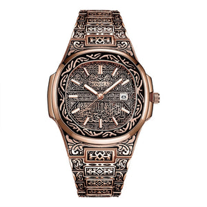 Mode montre à quartz hommes marque ONOLA luxe rétro or acier inoxydable montre hommes or hommes montre reloj hombre