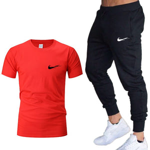 Tracksuit men Training Pants Men Sweatpants+running t-shirts men sets jogging Sportswear men Pants Gym Fitness 2 Piece Set