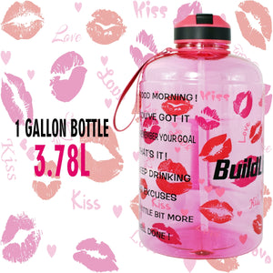 QuiFit 3.78L 2.2L 1.3L 128oz Gallon Water Bottle with Straw Clear Plastic Drinking Bottles GYM Tool Jug BPA Free Sports Cup