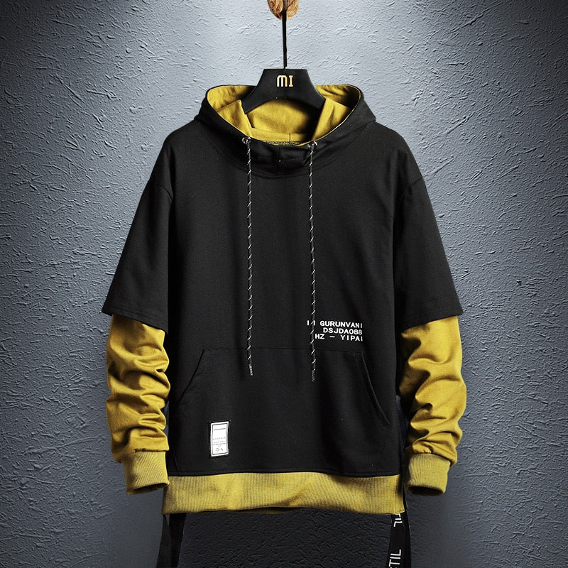 Hoodie Sweatshirt Mens Hip Hop Pullover Hoodies Streetwear Casual Fashion Clothes colorblock hoodie  cotton