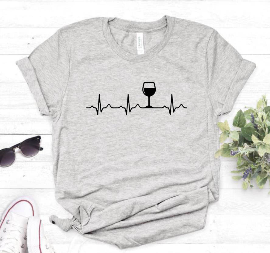 Wine Heartbeat Women tshirt Cotton Casual Funny t shirt Lady Yong Girl Top Tee Higher Quality Drop Ship 6 Colors S-485