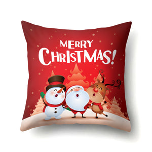 Elk Deer Santa Claus Snowman Christmas Cushion Cover Throw Pillow Xmas New Year Decor Home Decoration Polyester Pillowcase 40543