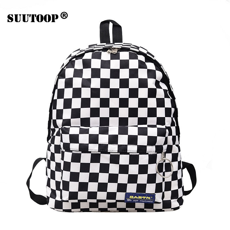 2020 Unisex Plaid Nylon Female Travel Daypack Laptop Backpack Book Schoolbags Feminina School Casual Rucksack Women Bag Rugzak