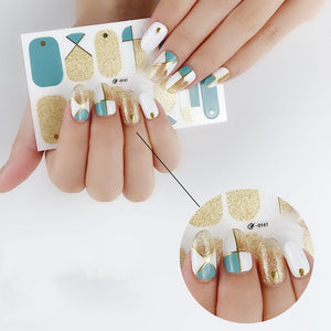 Fashion 31 Designs 3D Full Cover Nail Sticker Waterproof Self-adhesive Nail Art Manicure DIY Decoration Glitter Nail Wraps 2019