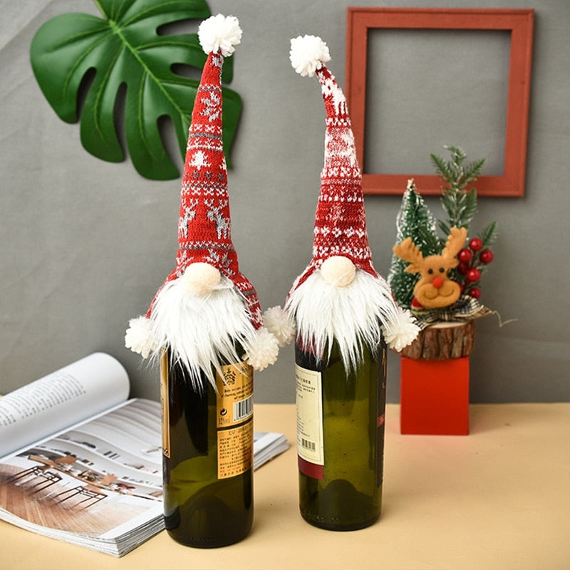 Christmas Wine Bottle Cover Merry Christmas Decor For Home 2020 Natal Noel Christmas Table Decor Xmas Gift Happy New Year 2021