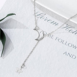 POXAM New Fashion Trendy Jewelry Copper Alloy Star Moon Chain Link Necklaces & Pendants For Women Girl 2020 Jewelry Wholesale