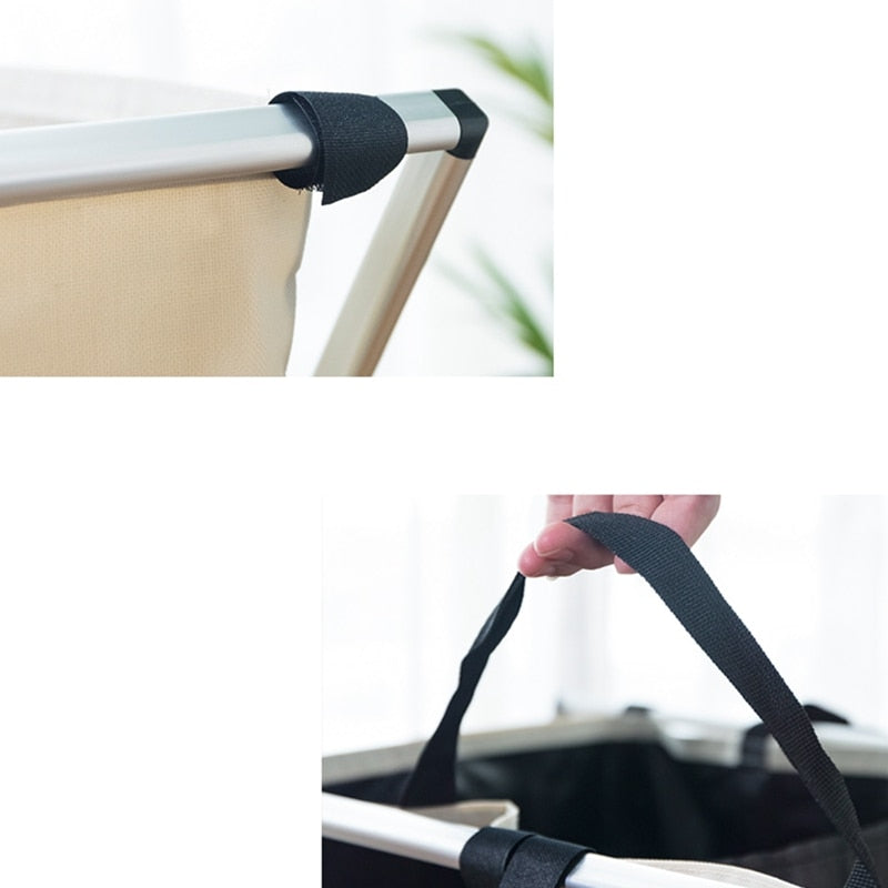 Panier à linge pliable panier à linge avec 3 sections grand trieur de vêtements sales