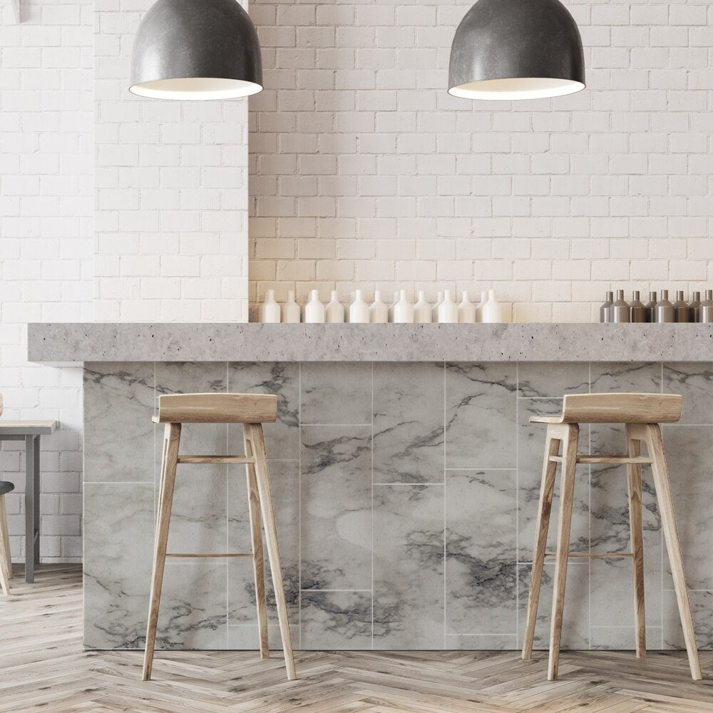 Funlife[R] NOUVELLE MAISON[TM] 30x60cm Black and White Marble Waterproof PVC Tile Sticker For Kitchen Bathroom Floor Sticker