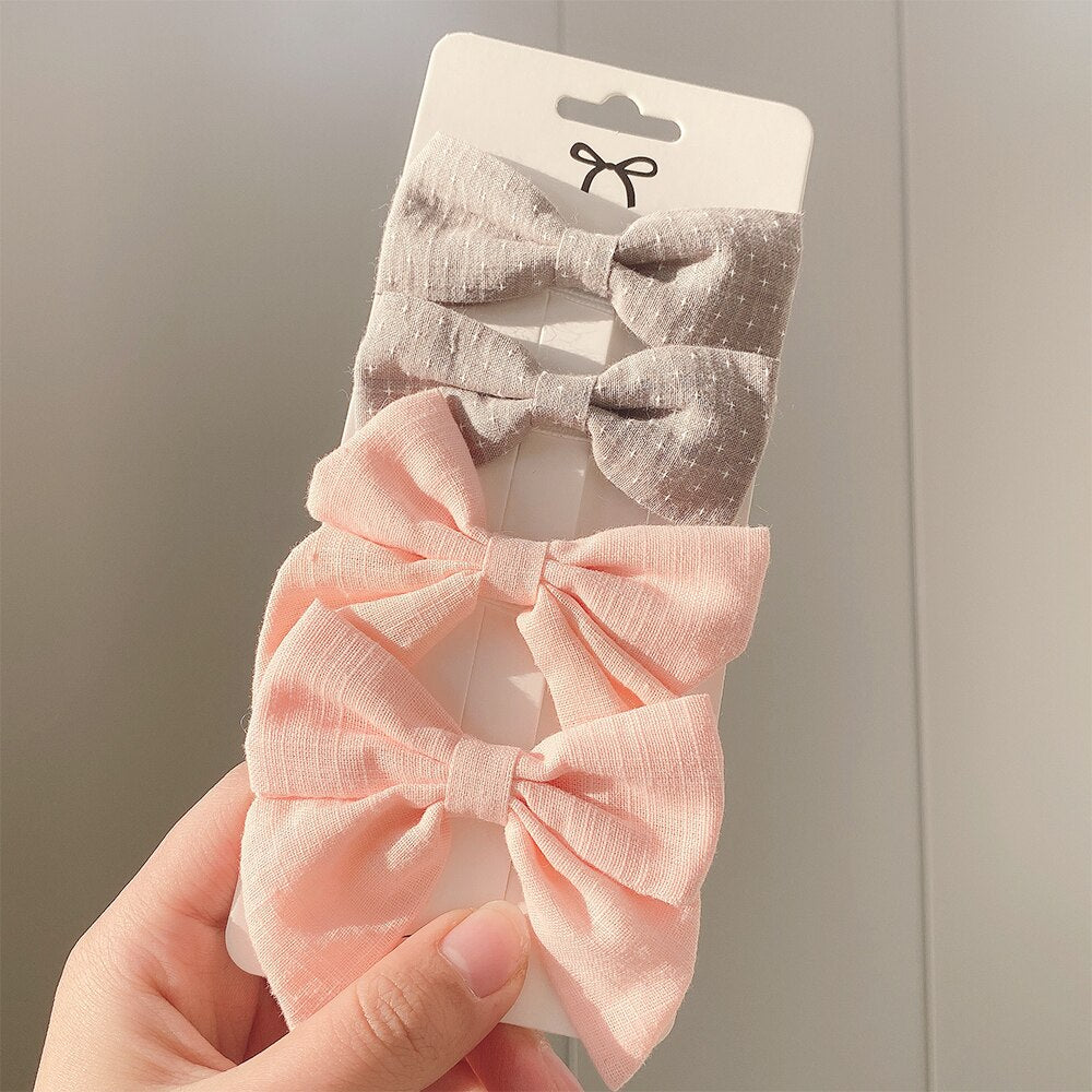 4PCS/SET 2021 New Girls Leopard Hairpins Kids Sweet Hair Clips Barrettes Lovely Hair Bows Children Cute Kids Hair Accessories