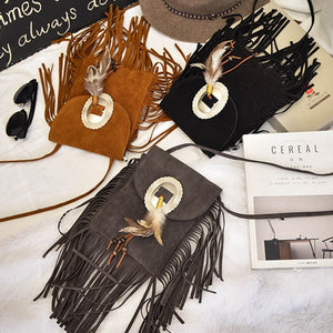 Vintage PU Leather Handbags Women Casual Crossbody Bag Female Feather Designer Messenger Soulder Bags Small Envelope Pouch Purse