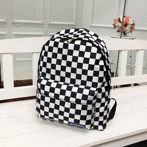 2020 Unisex Plaid Nylon Female Travel Daypack Laptop Backpack Book Schoolbags Feminina School Casual Rucksack Women Bag Rugzak