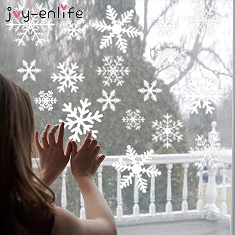 27pcs/lot White Snowflake Sticker Decoration Glass Window Kids Room Christmas Wall Stickers Home Decals Decoration New Year 2020