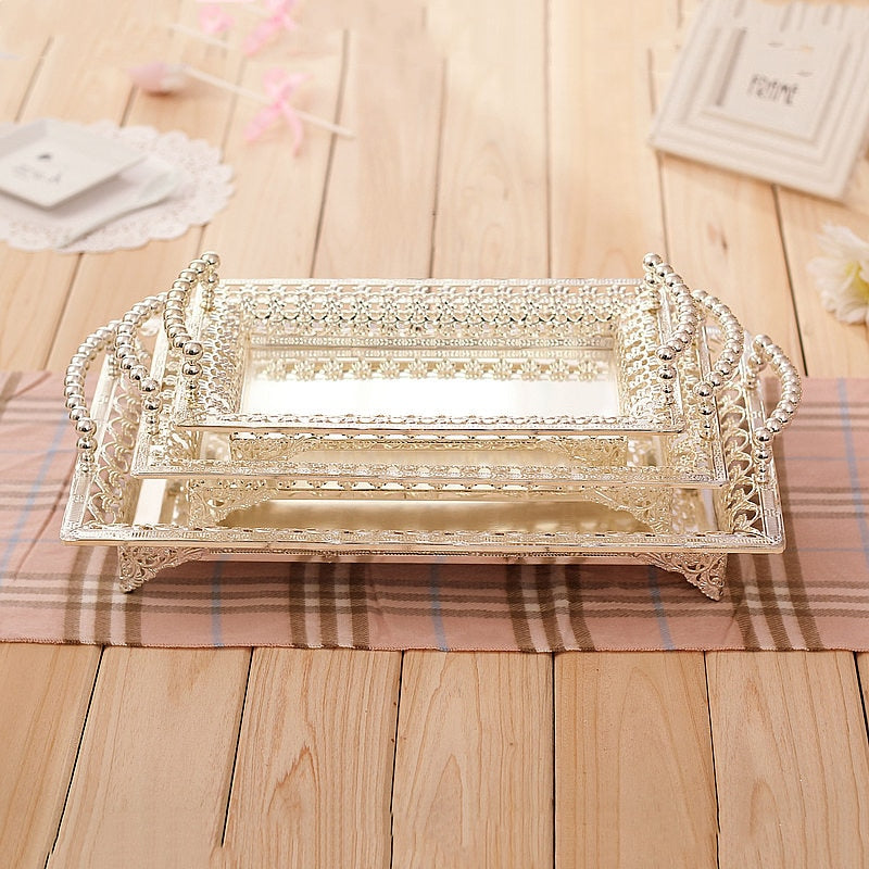 IMUWEN Storage Tray Fruit Plate Jewelry Display Metal Cake Stand Supplies Wedding Plates Party Tableware Home Table Decor