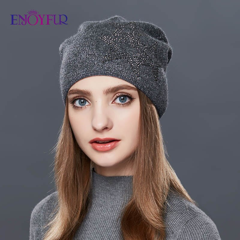 ENJOYFUR Fashion Soft Women Winter Autumn Hat And Scarf Set High Quality Female Warm Knitted Hat Scarves
