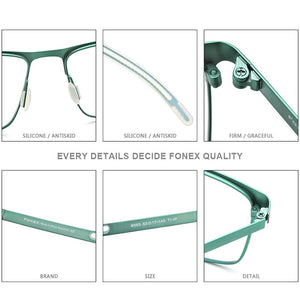 FONEX Pure Titanium Glasses Frame Men Square Myopia Optical Prescription Eyeglass Frame Man 2020 New Silicone Eyewear 8553
