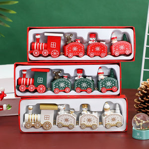 Wooden Christmas Train Ornament Christmas Decoration For Home Santa Claus Gift Toys Crafts Table Deco Navidad Xmas 2021 New Year