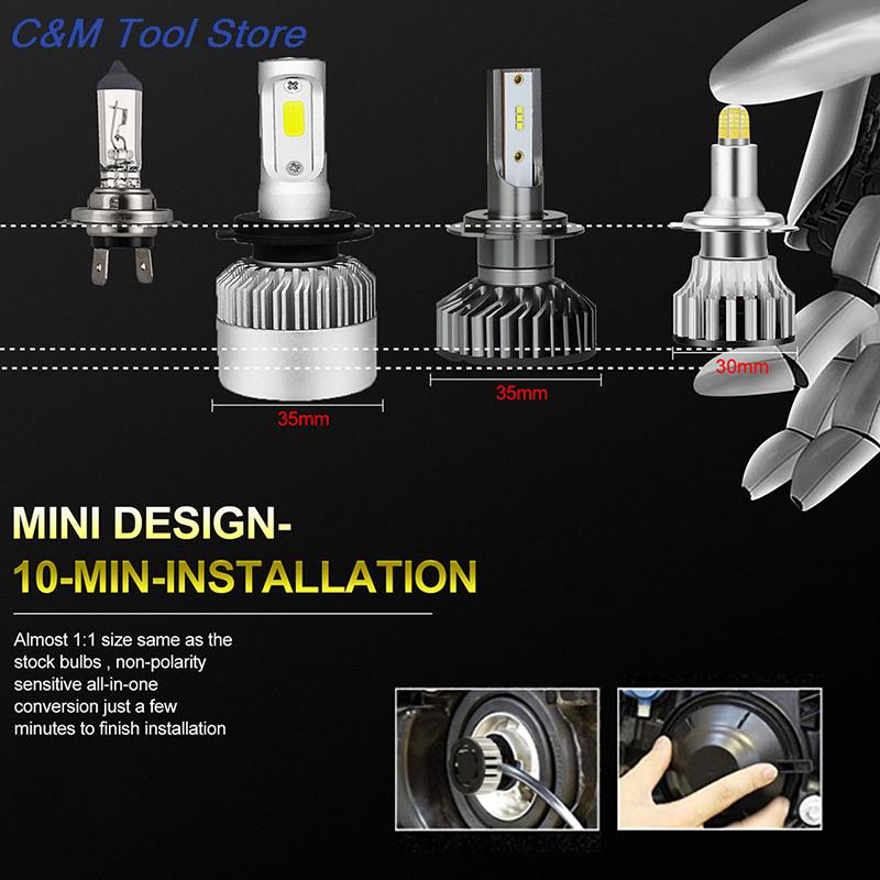 New 2Pcs/set DC 9-32 V 24Chips H1 H7 H8 H9 H11 LED Lamp Car Headlight Bulbs LED 360 Degree High Power Car LED Light 120W 18000LM