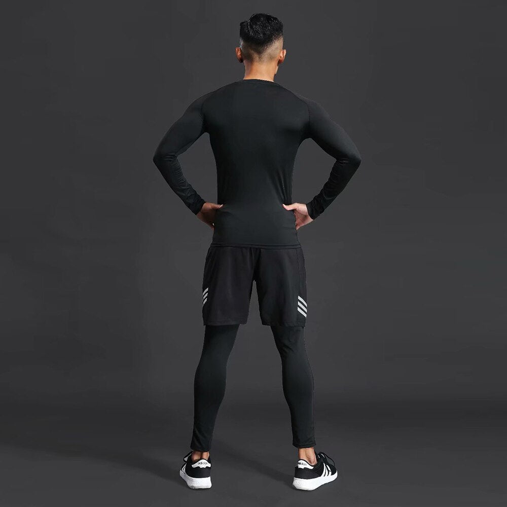 Men Quick-drying Compression Training Tracksuit Warm Gym Sport Suit Jogging For Homme Man Running Tight Fitness Workout Clothes
