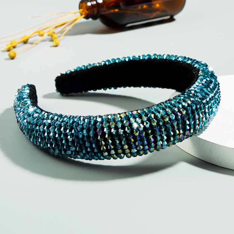 CN Baroque Full Crystal Hair Bands For Women Luxury Padded Diamond Headband Hair Hoop Christmas Gifts Christmas Hair Accessories