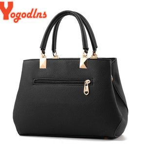 Yogodlns Elegant Women Messenger Bags with flower pendant Office Ladies Totes Pure Handbag for female Crossbody Shoulder Bags