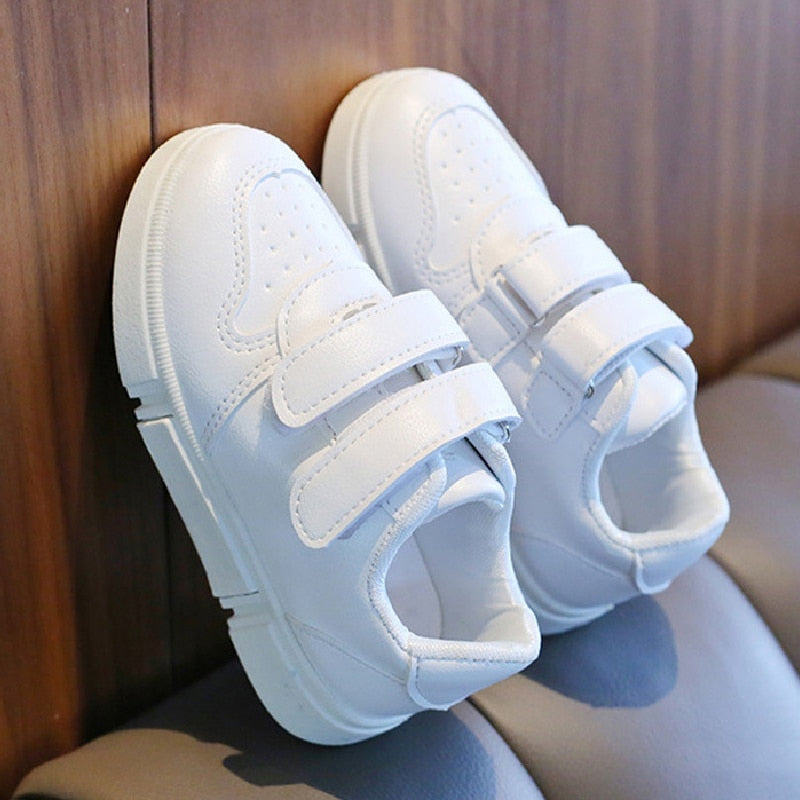 New Kids Sneakers Boys Shoes Girls Trainers Children Leather Solid White School Student School Children's Shoes Flat zapatillas