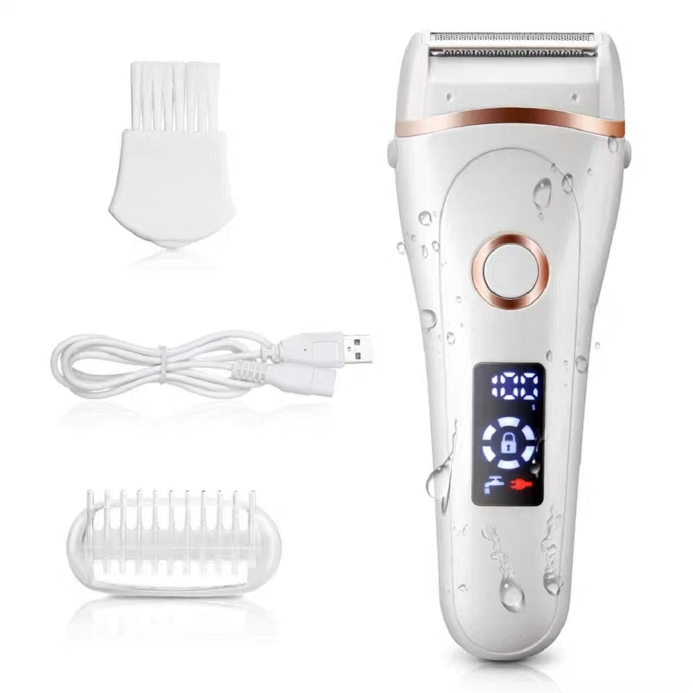 Electric Razor Painless Lady Shaver For Women Bikini Trimmer For Whole Body Waterproof USB Charging LCD Display Wet & Dry Using