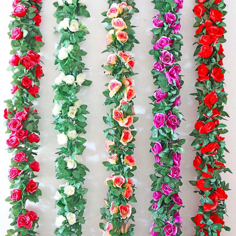 Artificial Flowers Rose 230cm length 16 to 69 flower Flowers for A Wedding Arch Flowers Garland Romantic Rose In Glass Dome