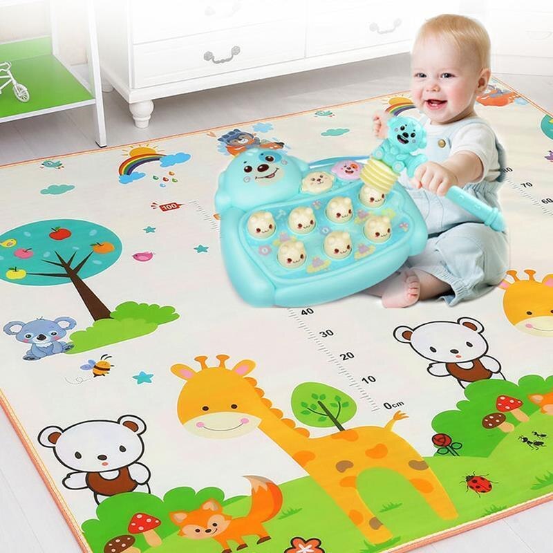 Tapis de jeu rampant bébé 1.5*1.8 mètre tapis de montée Double face fruits lettres Animal pliable bébé jouets tapis de jeu enfants tapis bébé jeu