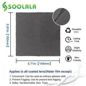 SOOLALA 3pcs Glasses Anti-Fog Cloth 15x14.5cm Microfiber Eyeglasses Cleaner For Lenses Eyewear Accessories Anti-Fogging Cloth